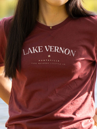 Lake Vernon T-Shirt - Cardinal - Female Model - Pure Muskoka