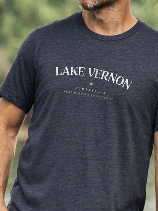 Lake Vernon T-Shirt - Navy - Male Model - Pure Muskoka