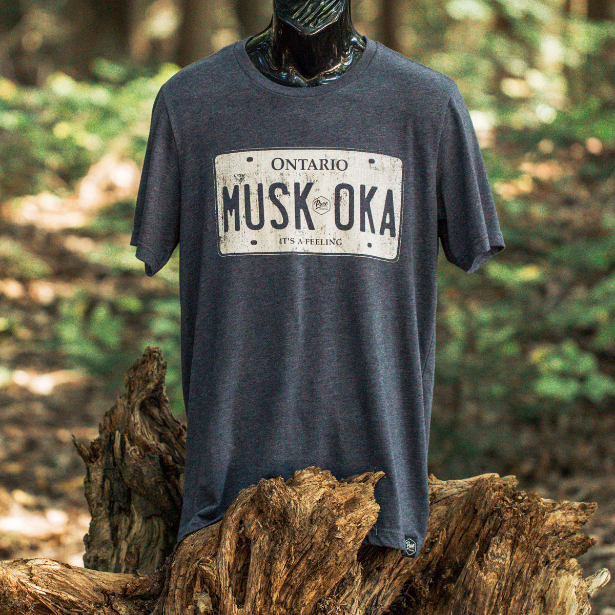 Muskoka License Plate T-shirt - Bust Photo - Pure Muskoka