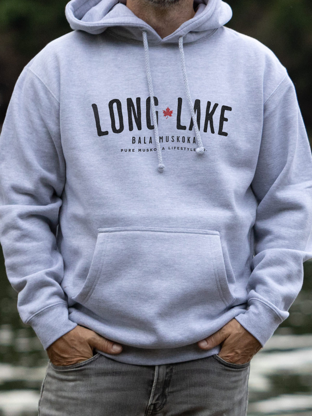 Long Lake Hoodie - Athletic Grey  - Male Model