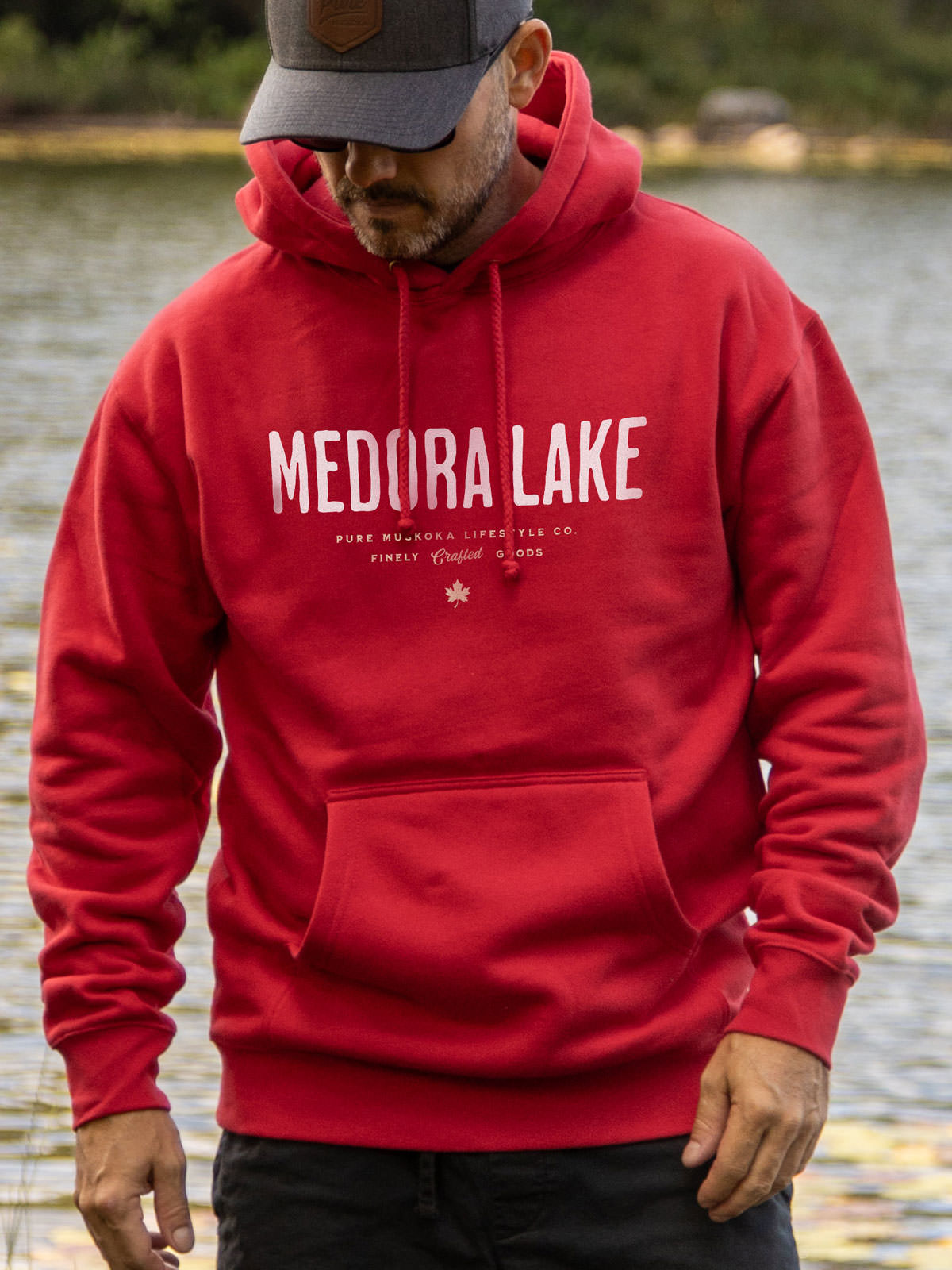 Medora Lake Hoodie - Red - Male Model