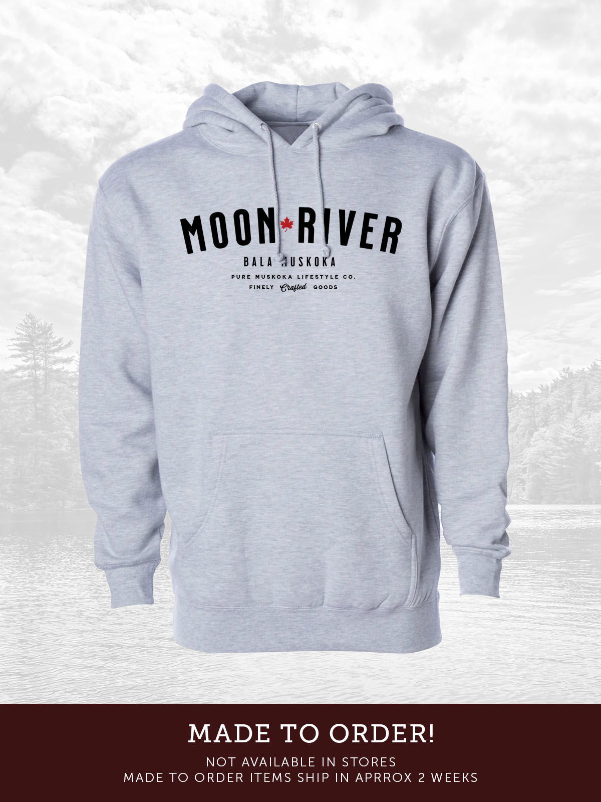 Moon River unisex hoodie in Athletic Grey - Pure Muskoka