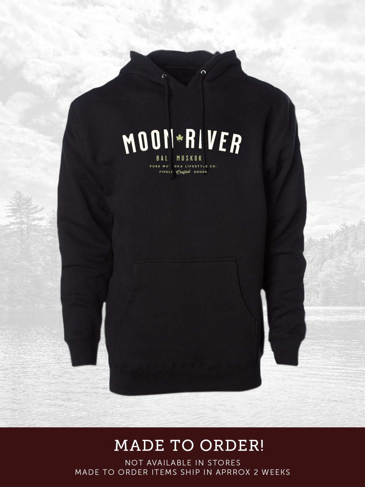 Moon River unisex hoodie in Black - Pure Muskoka