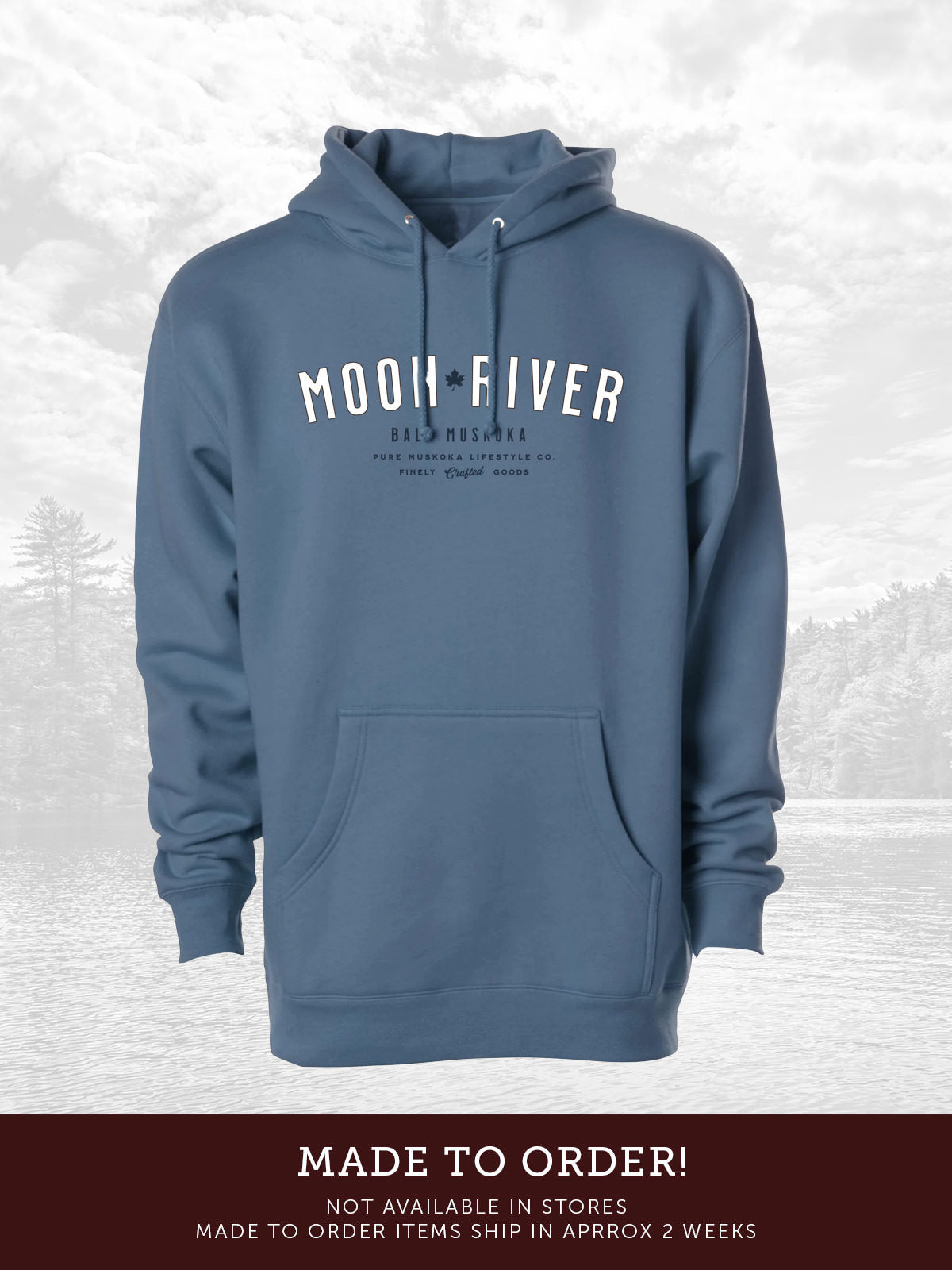Moon River unisex hoodie in Storm Blue - Pure Muskoka