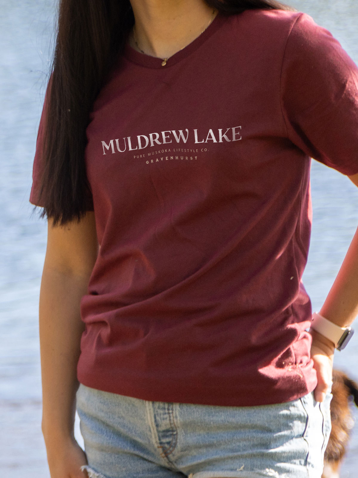 Muldrew Lake T-Shirt - Cardinal - Female Model - Pure Muskoka