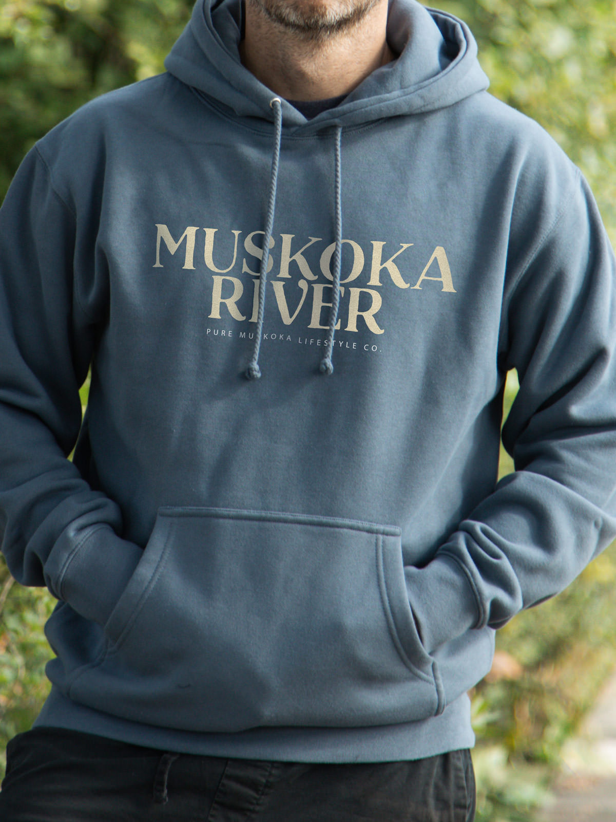 Muskoka River Hoodie - Storm Blue - Male Model