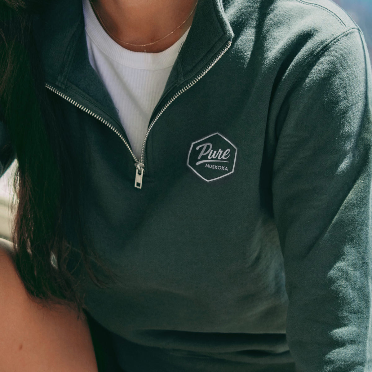 1/4 Zip Polo - Alpine Green -Female Model