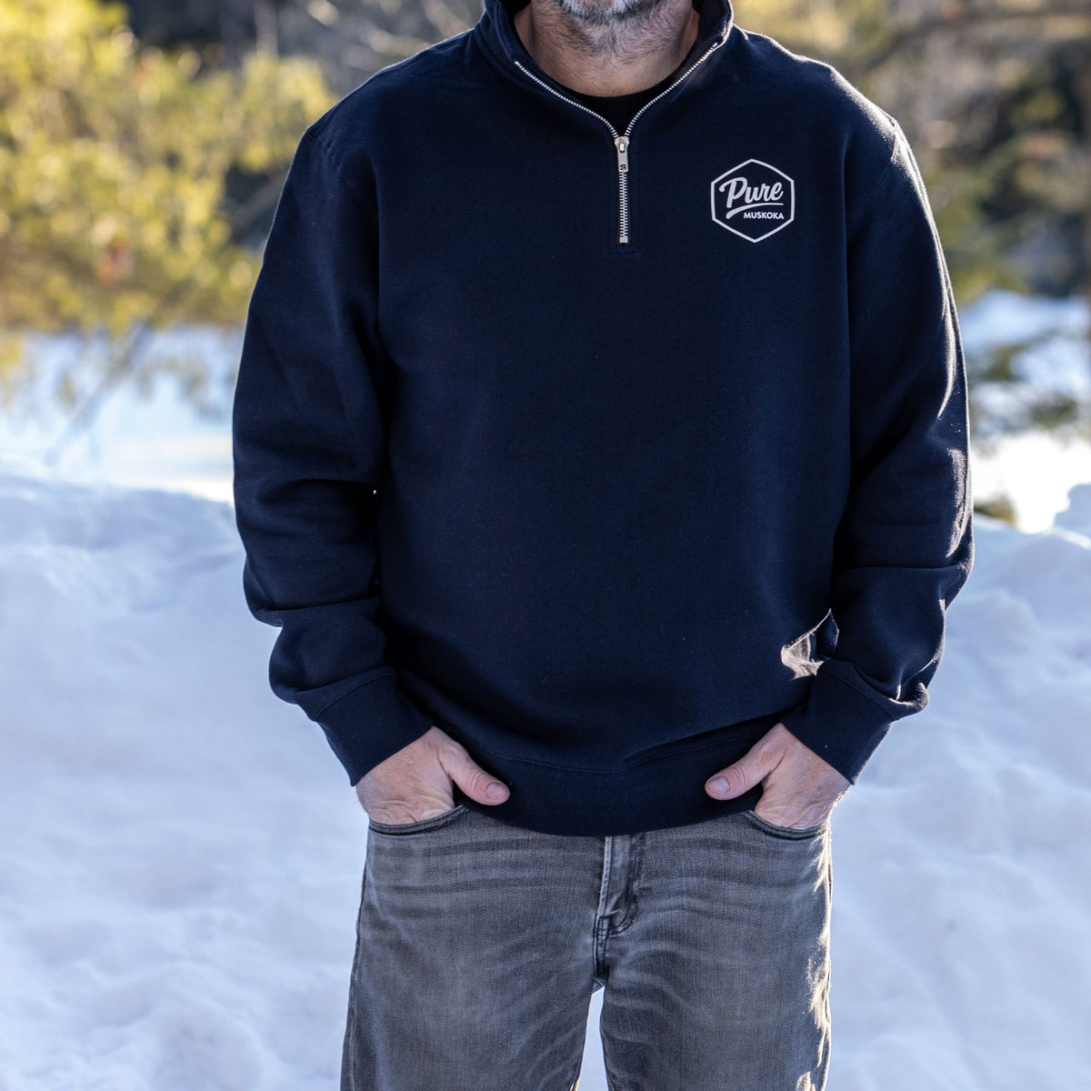 1/4 Zip Polo - Charcoal - Male Model