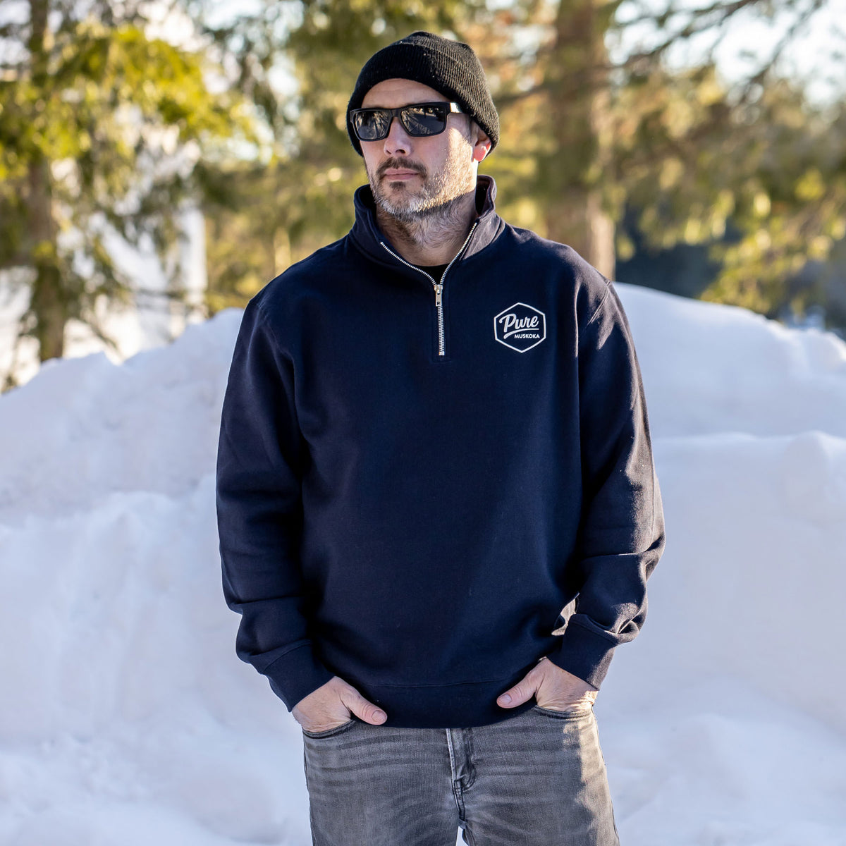 1/4 Zip Polo - Black - Male Model
