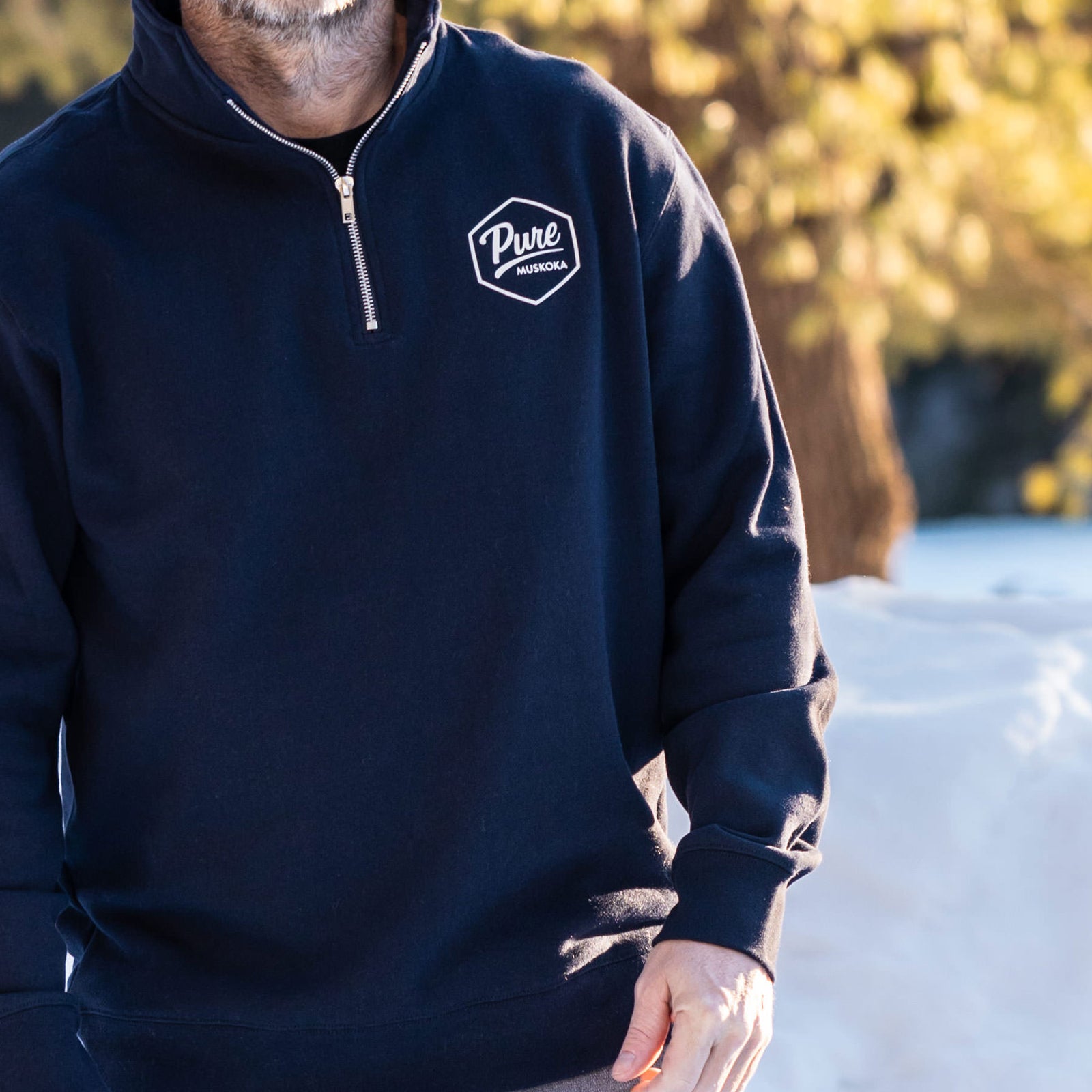 1/4 Zip Polo - Navy - Male Model