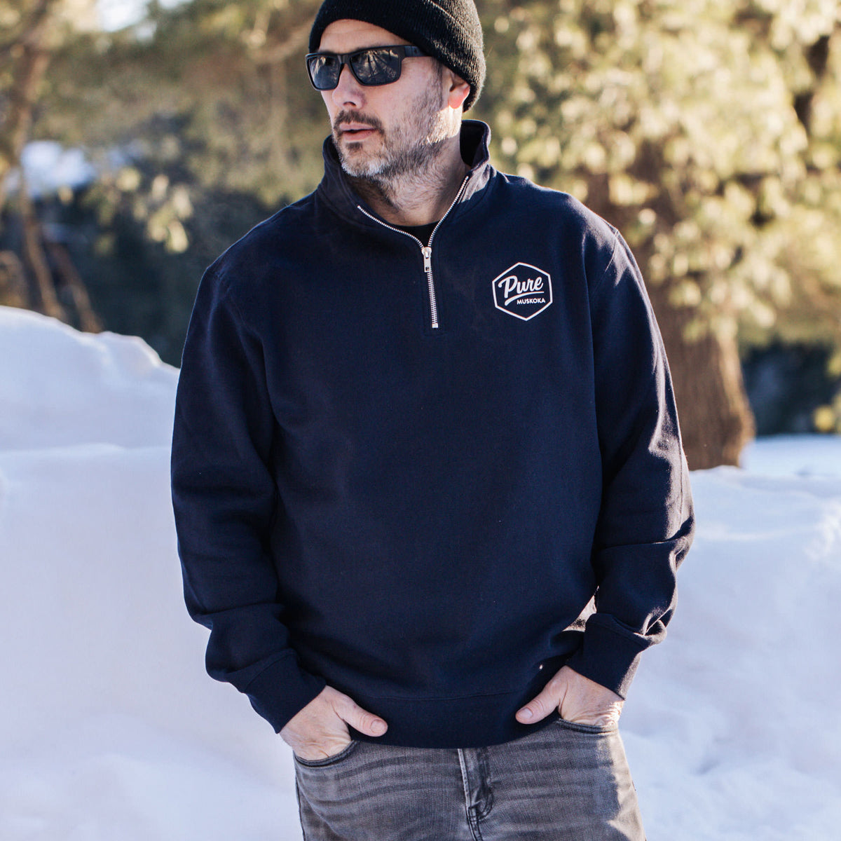 1/4 Zip Polo - Charocal - Male Model