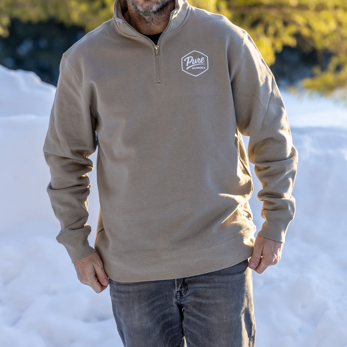 1/4 Zip Polo - Khaki - Male Model
