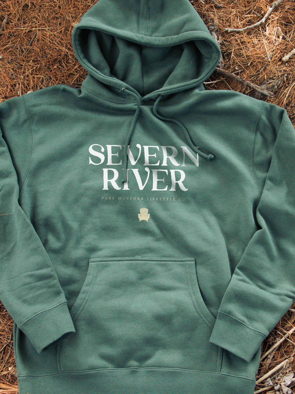 Severn River Hoodie - Alpine Green - Flat Lay - Pure Muskoka