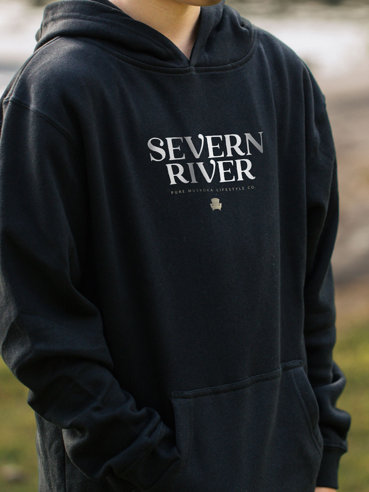 Severn River Kids Hoodie - Black - Pure Muskoka