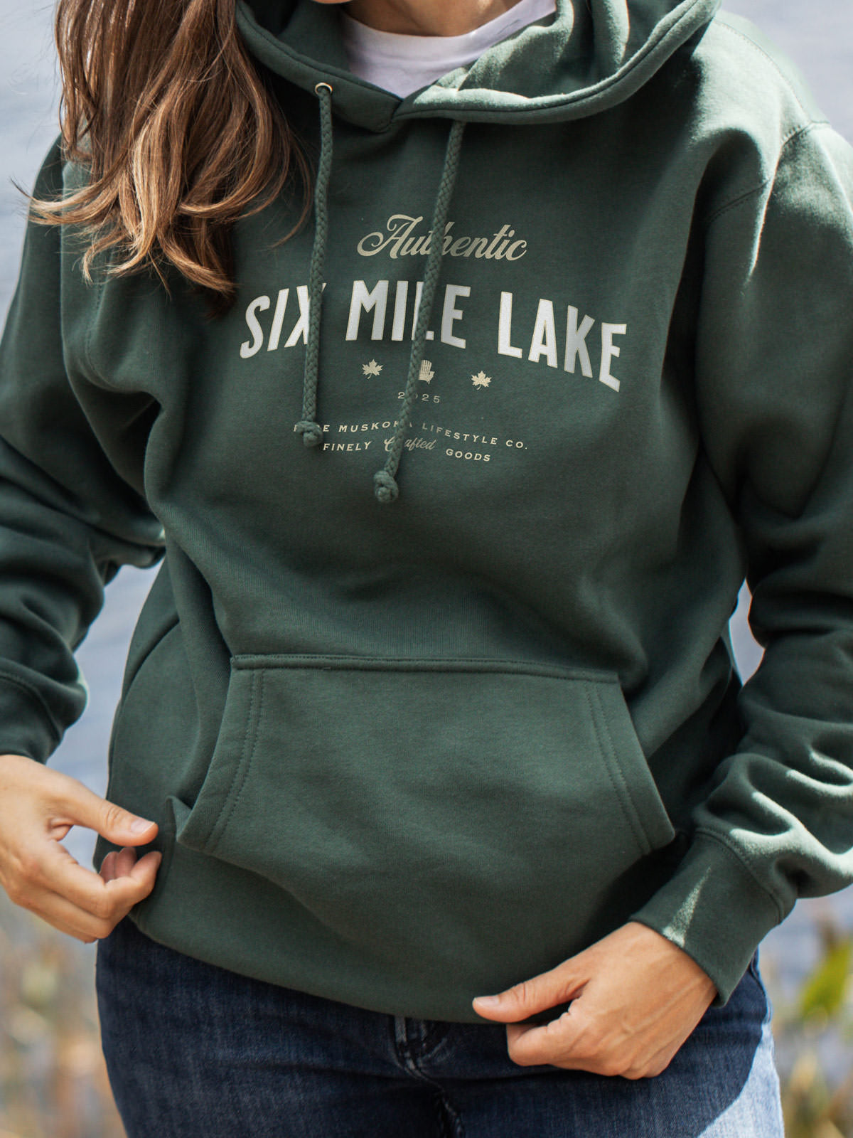 Six Mile Lake Hoodie - Alpine Green - Female Model