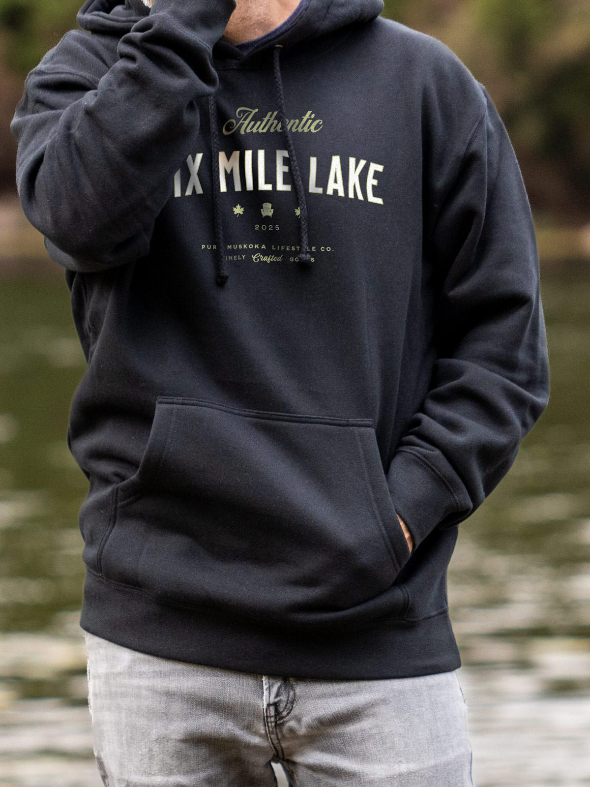 Six Mile Lake Hoodie - Black - Male Model