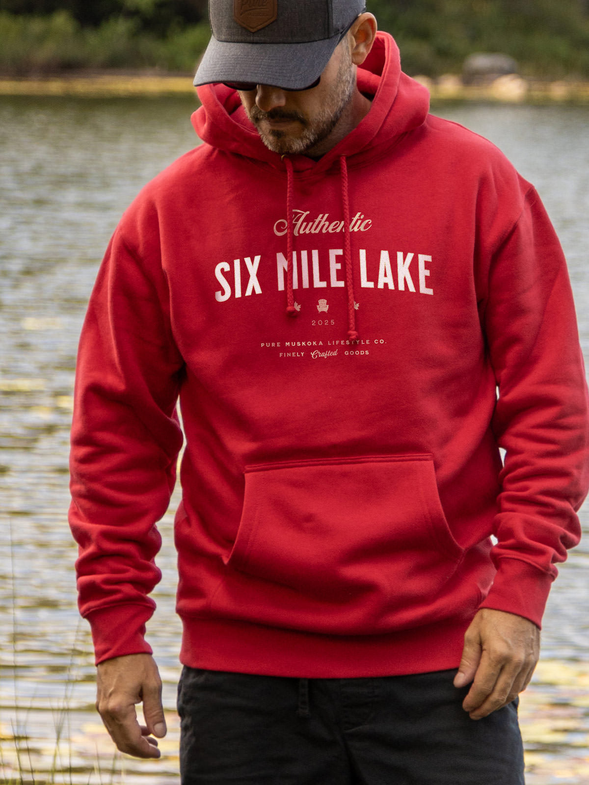 Six Mile Lake Hoodie - Red - Male Model