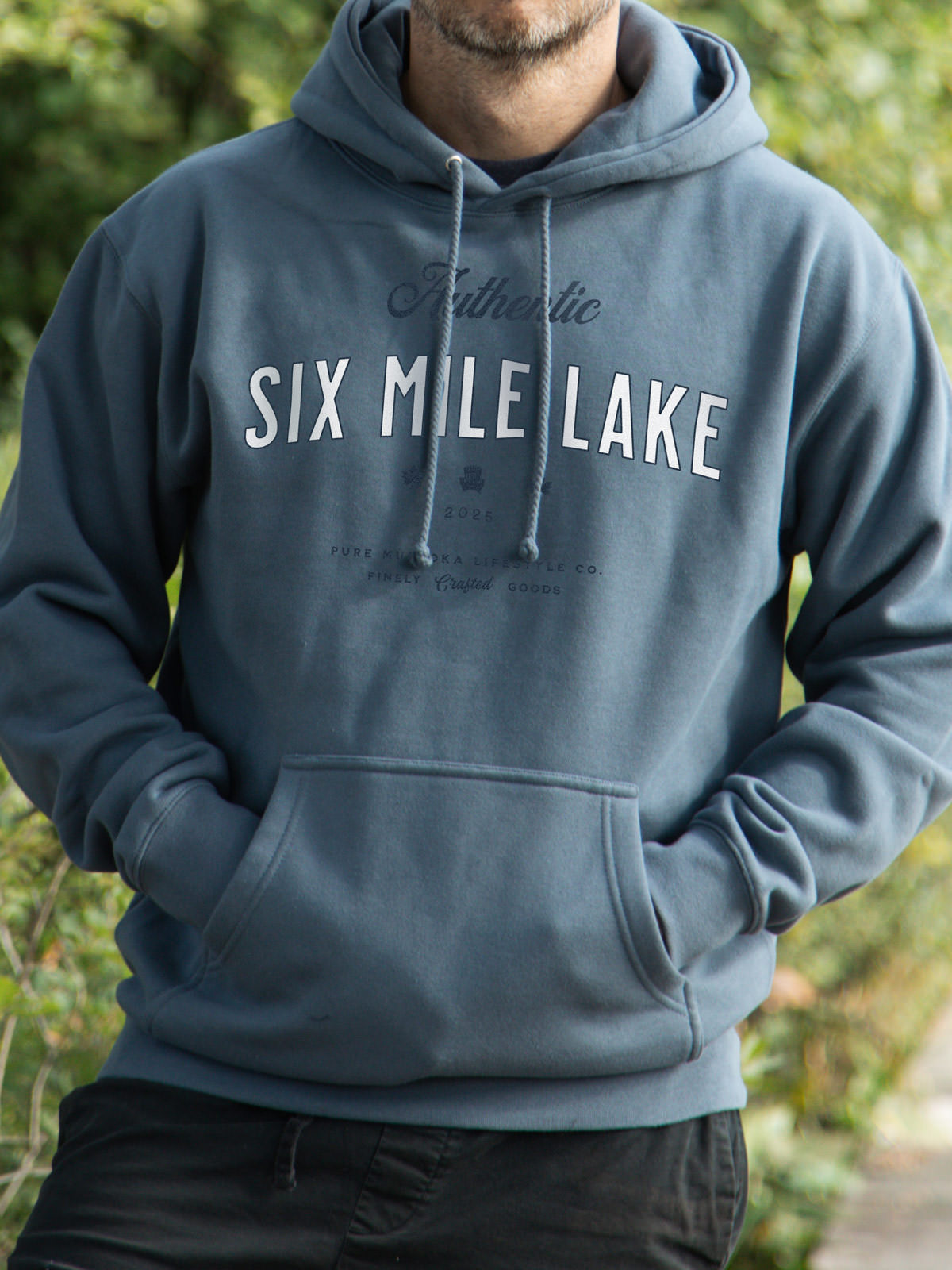 Six Mile Lake Hoodie - Storm Blue - Male Model