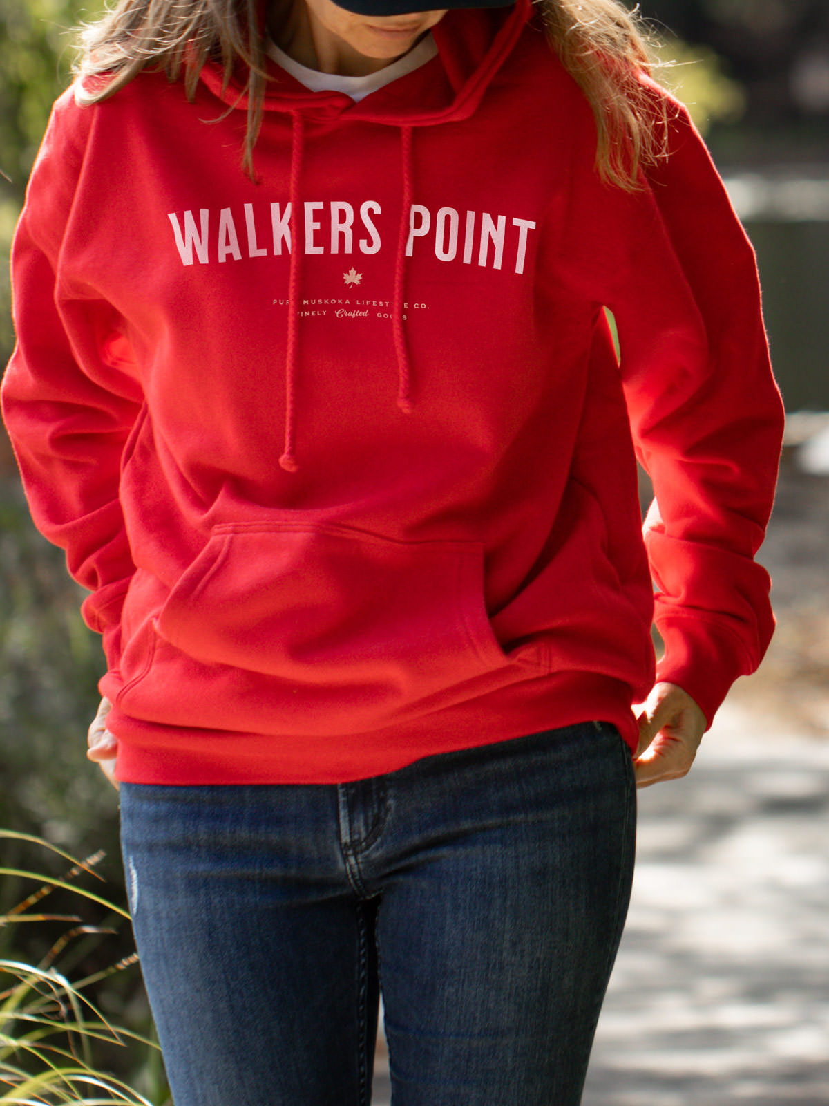 Walkers Point Hoodie - Red - Female Model