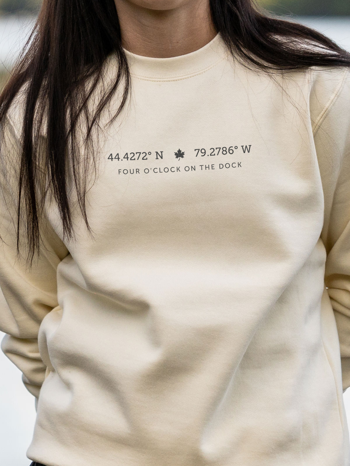 Your Spot Crewneck - Bone - Female Model - Pure Muskoka
