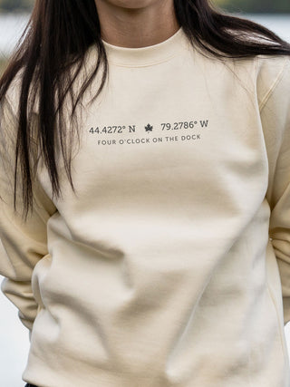Your Spot Crewneck - Bone - Female Model - Pure Muskoka