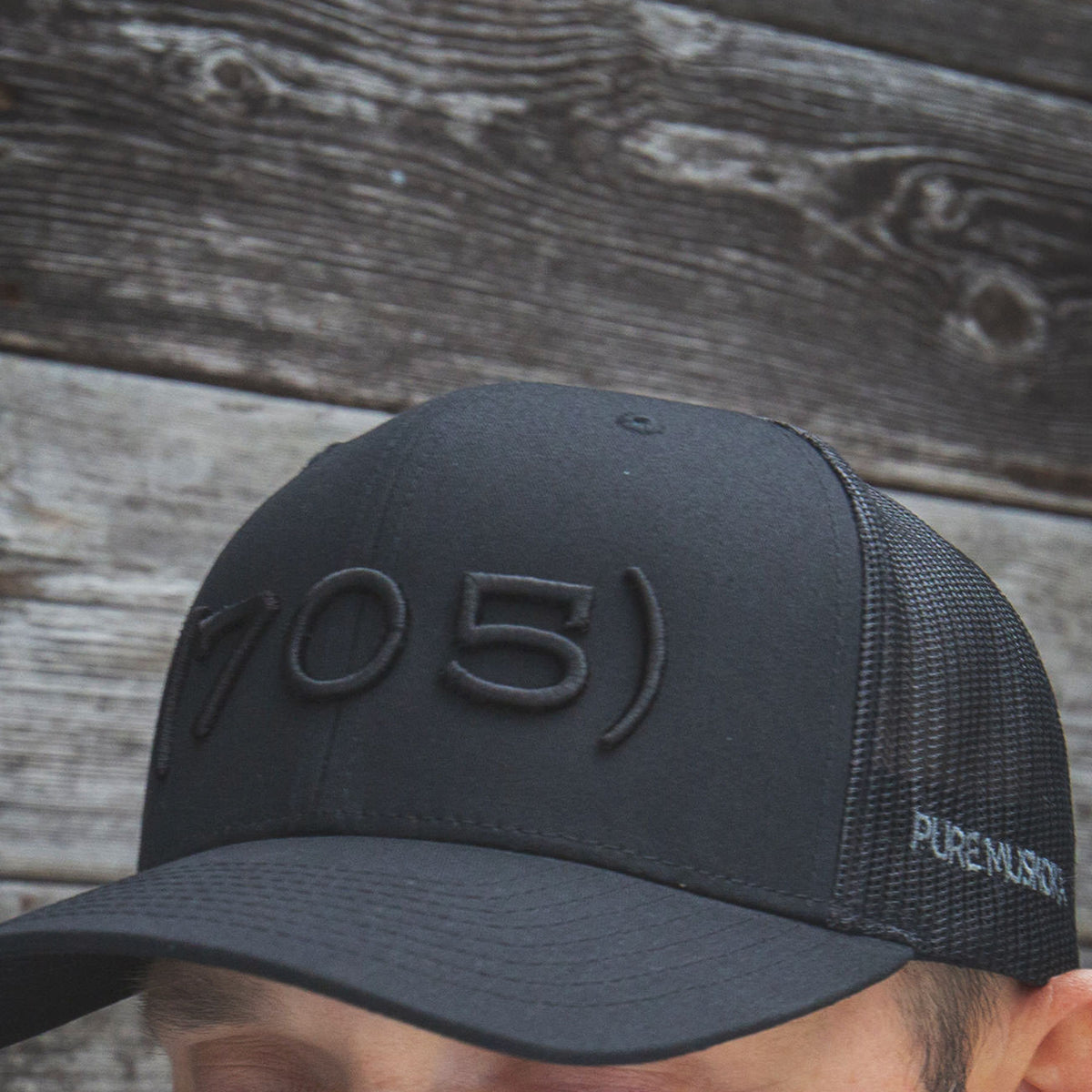 (705) - Premium 3D Embroidered Hat (Black, Black)