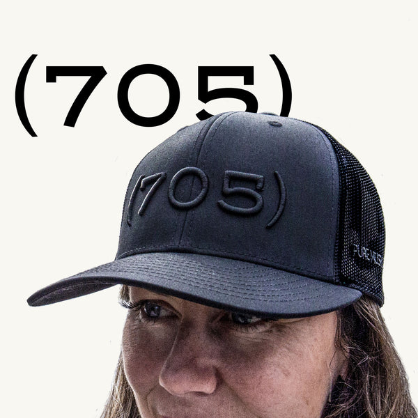 705) - Premium 3D Embroidered Hat (Black, Black) – Pure Muskoka