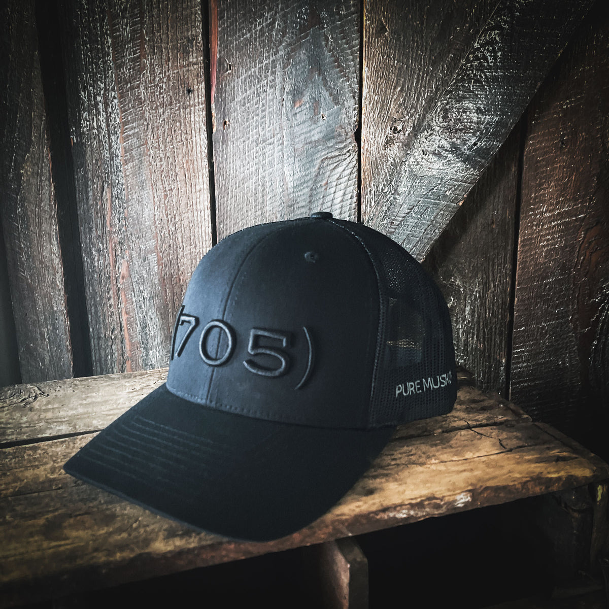 (705) - Premium 3D Embroidered Hat (Black, Black)