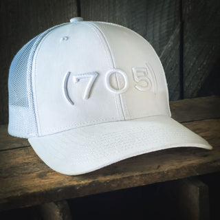 (705) - Premium 3D Embroidered Hat (White, White)