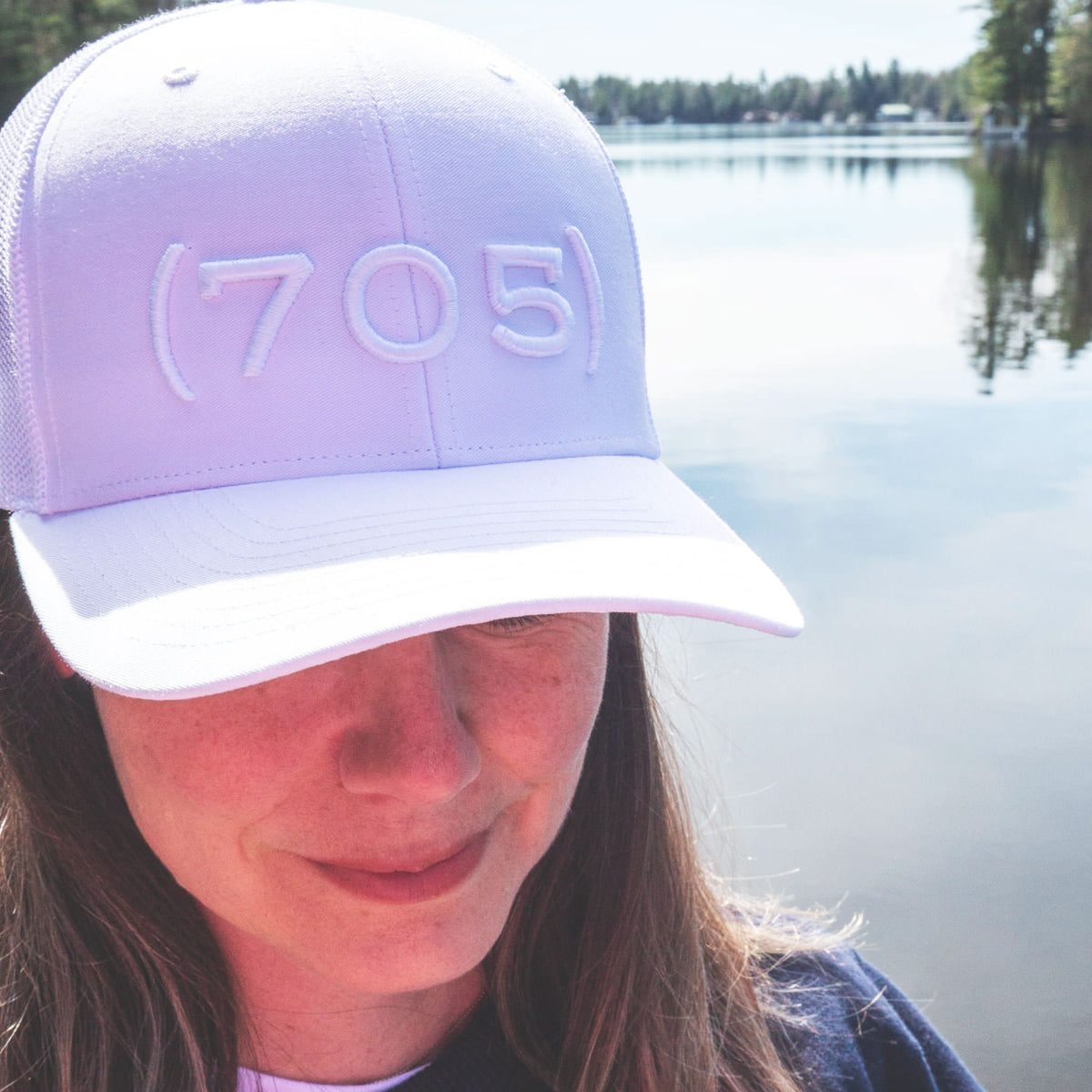 (705) - Premium 3D Embroidered Hat (White, White)