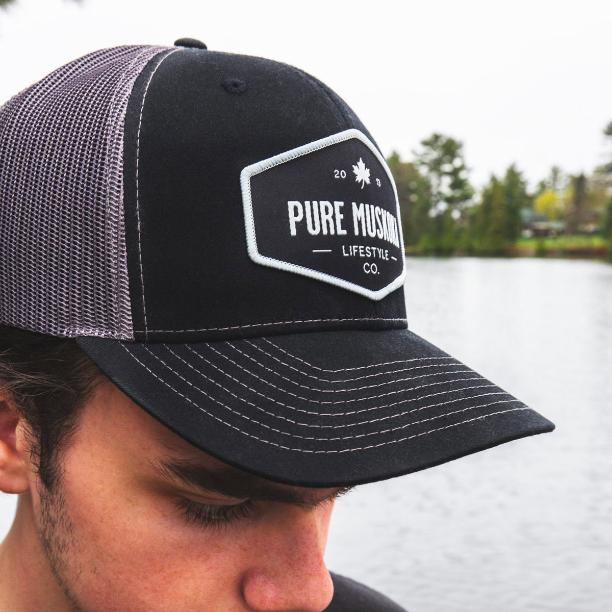 Pure Muskoka Lifestyle Patch Hat (Black, Charcoal)