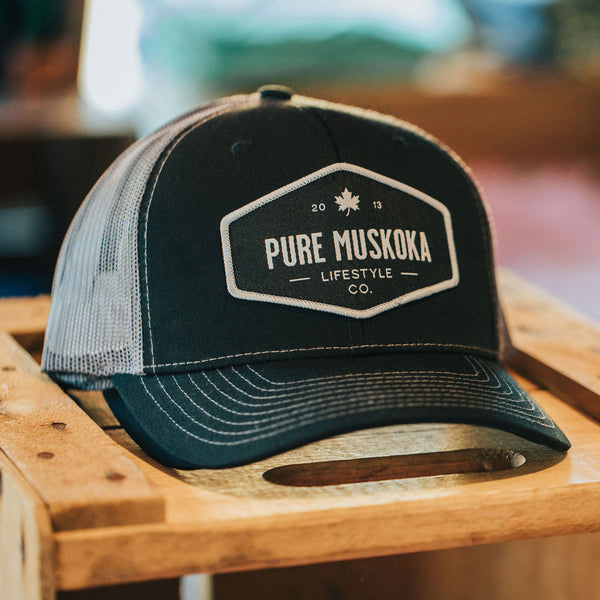 Pure Muskoka Lifestyle Patch Hat (Black, Charcoal)