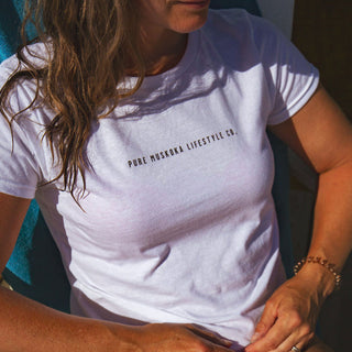 Pure Muskoka Lifestyle Co. T-Shirt (Ladies Cut,  Small Text)