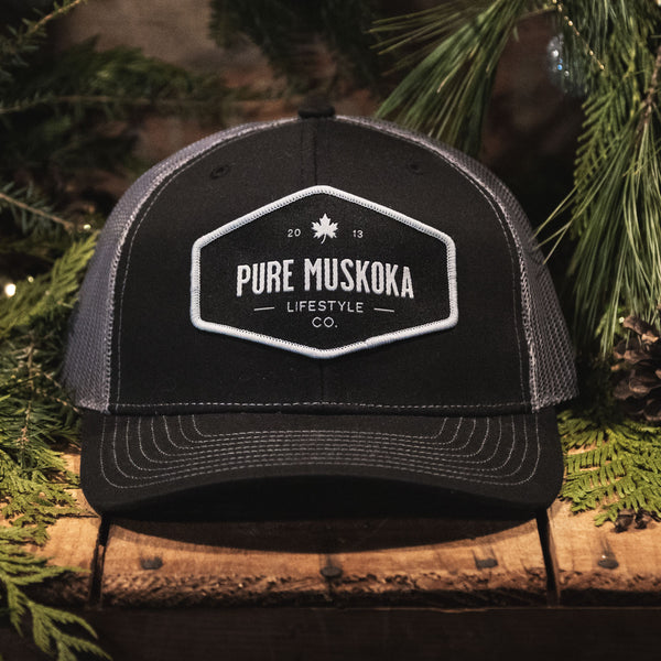 Pure Muskoka Lifestyle Patch Hat (Black, Charcoal)