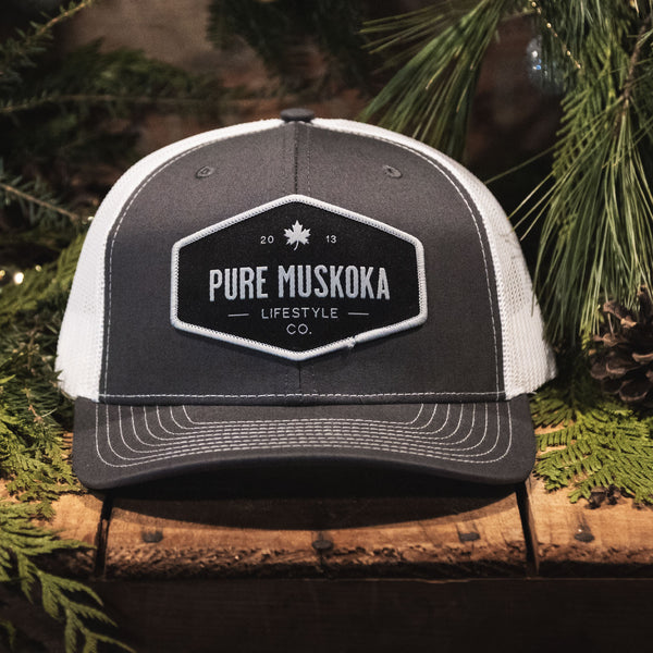 Pure Muskoka Lifestyle Patch Hat (Charcoal, White)